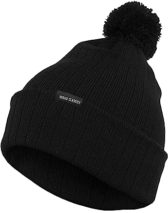 Urban Classics Unisex Ohrenschützer Wintermütze Bobble Beanie schwarz (Black) One Size