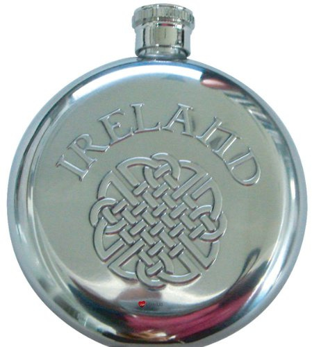 I LUV LTD Hip Flask - Round Ireland Celtic Knot - 5oz