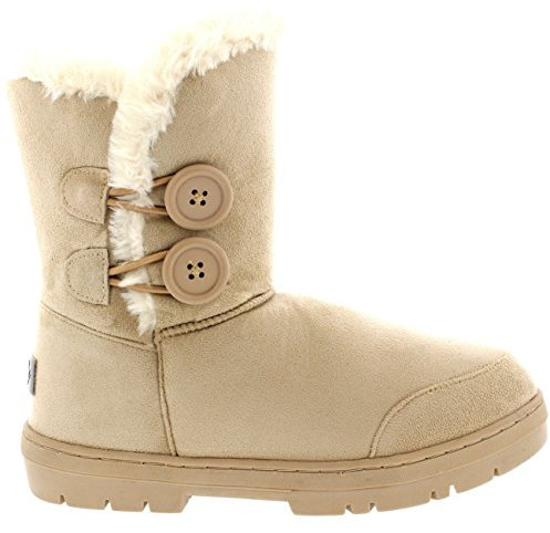 Holly Womens Twin Button Waterproof Winter Snow Boots - Beige - 7-40 - AEA0171