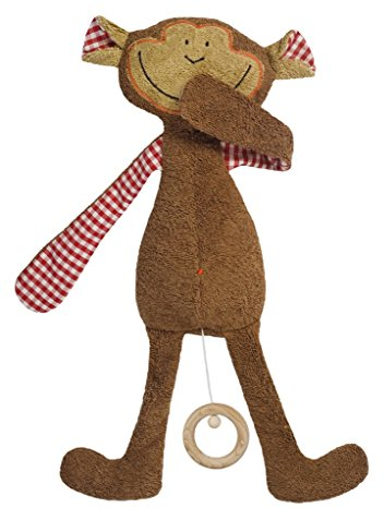 Efie Bio-Spieluhr Schlenker-Affe – 100 % Baumwolle (kbA), Schurwollfüllung (kbT) – handgefertigt in Deutschland – GOTS-zertifiziert - Melodie (⁠Schlaf Kindchen schlaf)