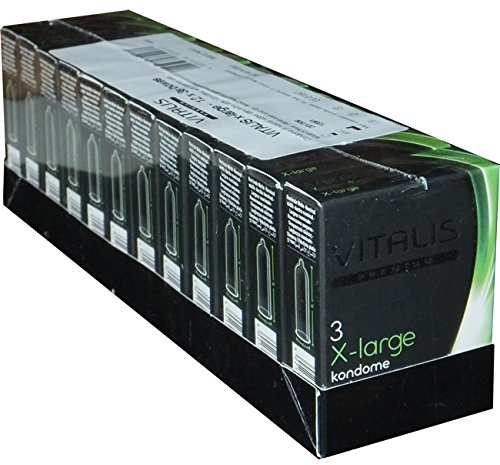 Vitalis Premium X-Large - VORTEILSPACK - extra lange Kondome - passend für den besonders langen Penis - zuverlässig, sicher und angenehm im Gebrauch - 12 x 3 Stück
