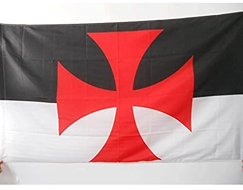 AZ FLAG Bandera de los TEMPLARIOS BAUSSANT 150x90cm para Palo - Bandera Orden del Temple 90 x 150 cm