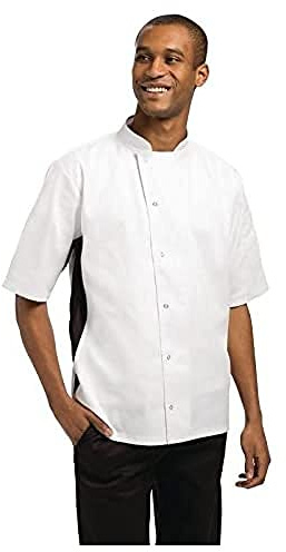 Whites Nevada Chefs Jacket White with Black Contrast - Size M | Delivers essential commercial suitability for demanding catering environments, maintaining a professional look all day.
