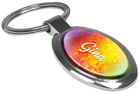 printplanet Schlüsselanhänger mit Namen Gina - Motiv Color Paint - Namensschlüsselanhänger, personalisierter Anhänger, Talisman, Anhänger, Chrom