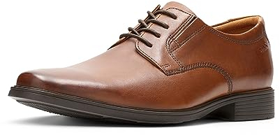 Clarks Tilden Plain Derby, Zapatos de Cordones Derby para Hombre Marrón Dark Tan Leather, 41 EU