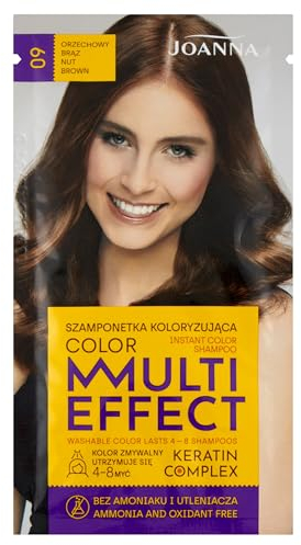 Joanna Tönungsshampoo “Multi Effect” - Haarfärbe-Shampoo im Beutel - Haltbarkeit 4 bis 8 Wäschen - Haartönung ohne Ammoniak und Oxidationsmittel - Nussbraun