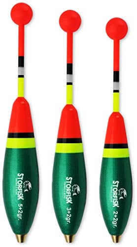 3er Set Forellenposen vorgebleit Durchlaufposen mit Kugel-Antenne in Signalfarben