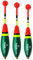 3er Set Forellenposen vorgebleit Durchlaufposen mit Kugel-Antenne in Signalfarben
