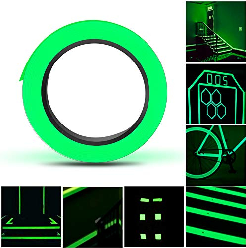 SUNRIZ Leuchtklebeband, Selbstklebendes Fluoreszierendes Klebeband, Hochwertiges Phosphorband, Wasserdichtes Markierungsband, Leuchtband, 15 mm x 10 m