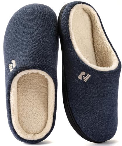 RockDove Pantofola Uomo Tipo Zoccolo con Schiuma Memory e Fodera in Pile Sherpa, 43.5 EU, Blu Navy