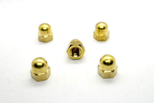 Dome Nuts Brass M5, 5mm Inner Diameter x 9.7mm Height x Hex exterior side-side 7.8mm DIN1587 Pack of 5 (M5, 5mm inner diameter)
