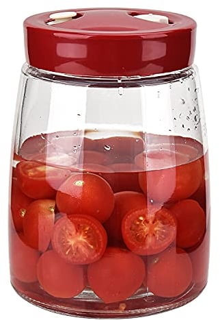 wandeli 1.4L Air-Release Valve Wide Mouth Mason Jar Glass Fermentation Jar Pickling Kimchi Sauerkraut Sourdough Starter with Airlock