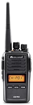 Midland- Walkie Talkie Profesional Largo Alcance G18 PRO, Radioaficionado 99Canales PMR446, Estándar Militar MIL-STD-810G, Waterproof IP67, Cobertura 12Km, Autonomía 22H, Función Scrambler y Compander