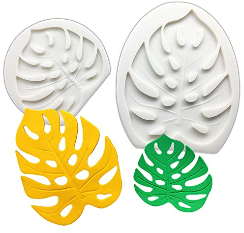 Blatt-Silikonform Backform Gießformen Silikon für Fondant, Rosenblüten, Fondant-Formen, Bastelzubehör, Zucker, Harz, Ton, Schokolade, Blütenpaste, 2 Stück (9 x 11 cm, 7,2 x 6,6 cm)