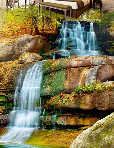 Tapete 3D Bodenwandbilder Selbstklebender Bodenbelag Benutzerdefinierte 3D-Landschaftstapete Wasserfall Wasserdichter Holzboden Für Badezimmertapete Naturboden, 400 X 280 Cm Schlafzimmer Wohnzimmer