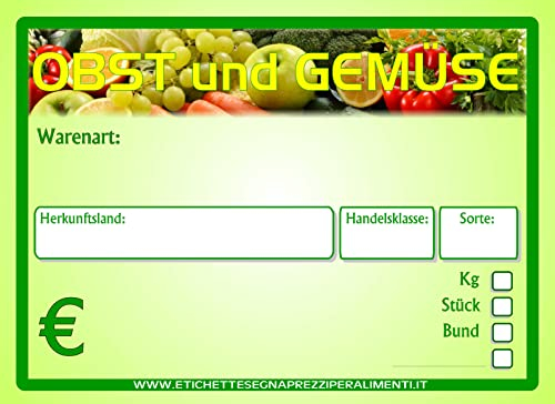 30 Preisschilder Plastikkartenhalter für Obst und Gemüse Lebensmittelrecht (11,1x15,6 cm)