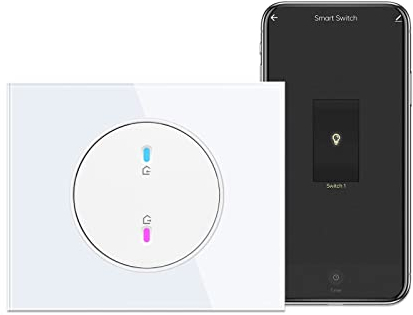 CNBINGO Interruptor de luz inteligente empotrado con placa de cristal blanco, basculante WiFi para trabajar con Alexa, asistente de Google, interruptor de luz de pared redondo, 1 compartimento