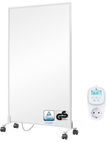 BR Bringer Infrarotheizung Standgerät - 700 Watt - Energiesparend - Mobile Elektroheizung mit Standfüßen auf Rollen, Smart Thermostat, WiFi und App - 5 Jahre Garantie, TÜV (weiß)