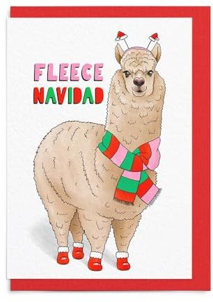 Sketchy Print Co - Lustige Weihnachtskarte für Freund oder Mama - Fleece Navidad - niedliches Alpaka Lama