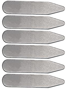 F Fityle 6x Kragenstäbchen Hemdkrageneinsätze Exquisite Mehrere Größenoptionen Metall Rutschfest für Herrenhemden Uniform Damen Herren Hochzeitsfeier, 50 mm x 10 mm x 0,8 mm
