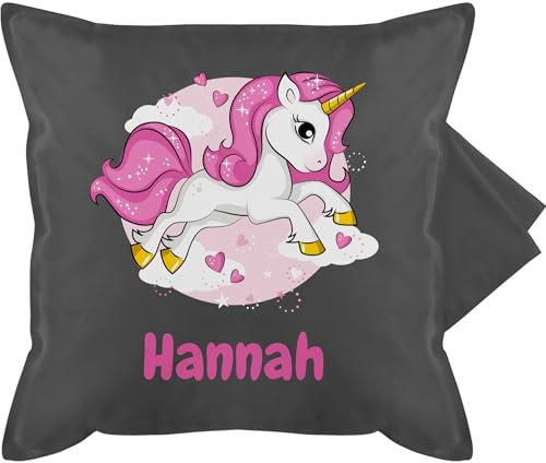Kissenbezug - Einhorn Name I Unicorn I Einhörner - 50 x 50 cm - Grau - Geschenke einhornkissen Unicorns Cushion kinderkissen Kindergarten einhörnern Kissen personalisierte personalisierter