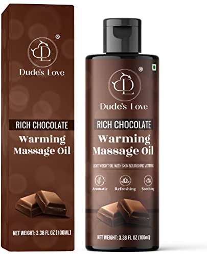 Dude's Love - Bio – ätherisches wärmendes Körpermassageöl – Schokolade | Keine Flecken – nicht klebend | Nährt und befeuchtet die Haut | Aromatherapie Veganes Öl – 100 ml