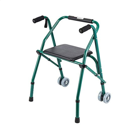 TRFAN Faltbarer Gehwagen mit Rädern und Teleskopbeinen, Leichter, höhenverstellbarer Reise-Walker für Erwachsene für Senioren, grün Decoration