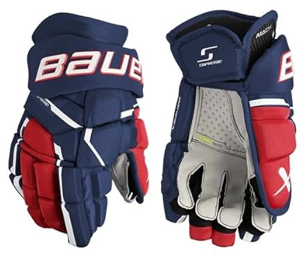 Bauer Supreme MACH Handschuhe Senior, Größe:15 Zoll, Farbe:Navy/rot/Weiss