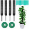 LSRVNM 4 Stück Monstera Rankhilfe, Moss Pole Plastik, Pflanzstab Monstera, Moosstab für Monstera mit Pflanzenetiketten und Drehbändern, Rankhilfe Zimmerpflanzen Kokos für Kletterpflanzen (Schwarz)