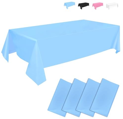CHEPULA Einweg Tischdecke, [4 Stück] Einwegtischdecken Wasserdicht, Rechteckig Tischdecken Tischtuch Geeignet für Geburtstag, Party, Kindergeburtstag, Hochzeit, Weihnachten, 137 x 274 cm, Blau