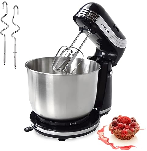 Syntrox Küchenmaschine Detax Processor Knetmaschine, Rührschüssel 3 Liter, Elektrische Teigknetmaschine, Multifunktionale Küchenmaschine, 250 Watt