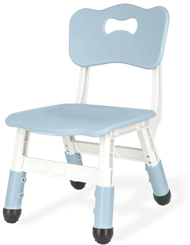 JIAOQIU Kids Height Adjustable Toddler Chair Max Load 220LBS Plastic Indoor Outdoor for Children Age 1-6 School Home Daycare Use Bluegrey