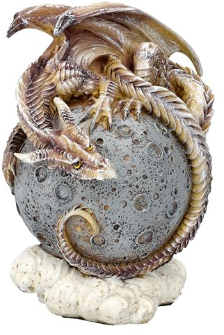 Figuren Shop GmbH Drachenfigur auf Mond - Moon Dragon 11,5 cm - Statue Deko Figur Drache Dragon Sammlerstück für Drachenliebhaber