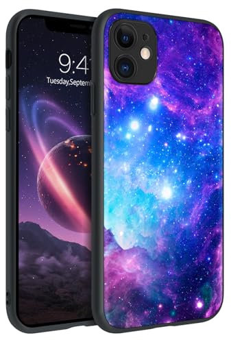 GUAGUA for iPhone 11 Case, iPhone 11 Glow in The Dark Nebula Pattern Case, Slim Shockproof Soft Bumper Anti-Scratch Non-Slip Women Men Phone Cover for iPhone 11 6.1, Purple Nebula