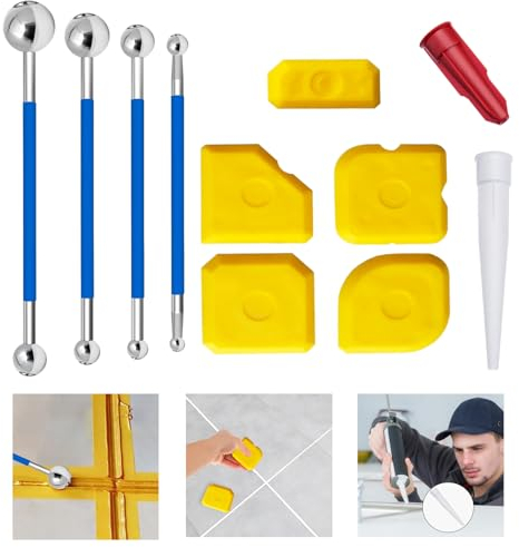 XoeLLe 13PCS Strumenti per Calafataggio Silicone Kit Set di Raschietti Silicone Fughe Kit di Raschietto Spatola per Sigillante Applicatore Rimozione Raschietto per Bagno, Piastrelle da Cucina
