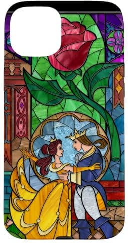 iPhone 15 Plus Disney Beauty and the Beast Belle and Prince Stained Glass Case