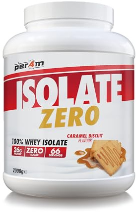 Per4m Isolate Zero, hochreines Proteinisolat, maximaler Proteingehalt bei minimalem Fett & Zucker, laktosereduziert & gut verträglich, für Kraft & Schnelligkeit täglich – Karamell-Keks – 2kg