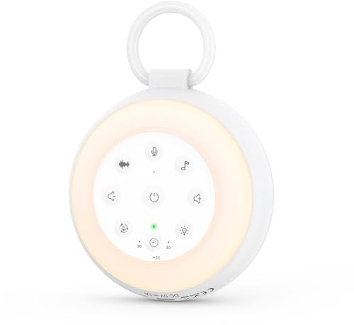 Ankilo White Noise Machine - Macchina audio portatile a rumore bianco, funzione di registrazione, luce notturna, timer, per bambini e adulti, per addormentarsi, con 24 suoni rilassanti