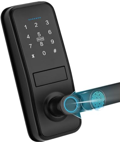 Lapetus Smart Lock, Keyless Entry Door Lock with Sleek Matte Black Handle, Electronic Keypad Deadbolt, Fingerprint & Touchscreen Keypad, Biometric Door Lock, Bluetooth Smart Lock for Front Door