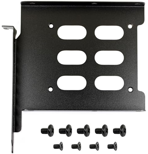 2.5 to 3.5 Hard Drive Tray Holder for PCI SSD HDD Metal Mounting Bracket Adapter (Steel Painted Black)
