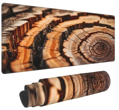 Grand Tapis de Souris de Jeu 700x300x3mm Multifonction Mouse Pad, avec Bords Cousus, Base en Caoutchouc Naturel antidérapant Durable Tapis de Clavier Anneaux d'arbres Tapis de Bureau pour Gamer E-615