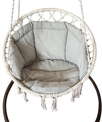 Soft Egg Chair Cushion Replacement - Washable and Foldable Hanging Basket Chair Cushion for Leisure Swing Chair (Grey)