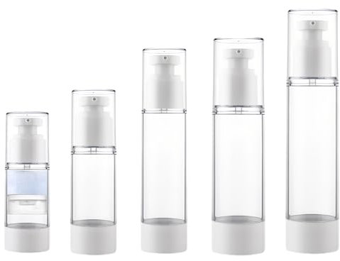 ChAusa 5 Pièces Flacon Pompe Vide,Airless Flacon Pompe Vide,Flacon Vide Contenant Voyage,Flacon Pompe Vide 100ml/80ml/50ml/30ml/15ml pour Lotion,échantillons de Voyage,Maquillage,Articles de Toilette