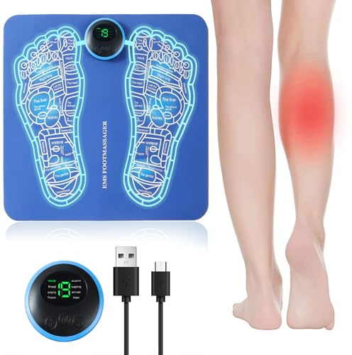 EMS Foot Massager,Folding Portable Feet Massage Machine,Electronic Muscle Stimulatior Massage Mat,8 Modes 19 Intensities Relax Muscles