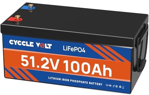 Batteria LiFePO4 48V 100Ah, MAX. 15000 cicli e 5120W di potenza in uscita, BMS 100A integrato e celle di classe A, durata di 5 anni. Perfetta per il solare, il campeggio, i camper