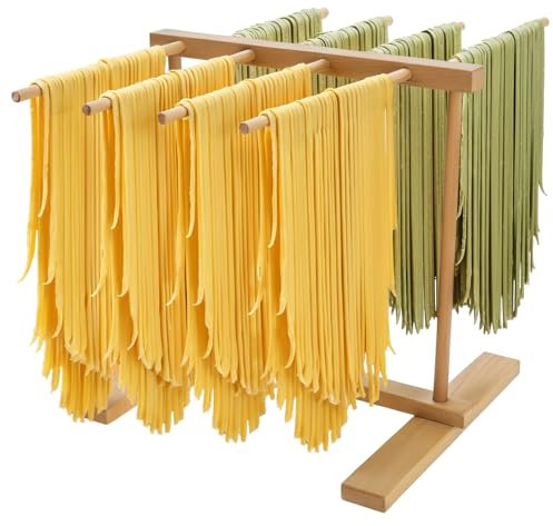 Tel Charme * Nudeltrockner Holz, Nudelständer Pastatrockner aus Holz mit 8 Abnehmbar, Pasta-Trockner Wiederverwendbar Spaghetti Trockner für Pasta Nudeln