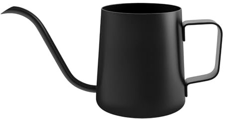 Petit arrosoir en acier inoxydable pour plantes d'intérieur et d'extérieur - 350 ml - Long bec - Mini arrosoir en métal - Outils de jardinage pour semis de plantes d'intérieur et d'extérieur (noir)