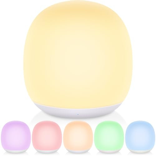 GIPOYENT Night Light for Kids, Night Lamp for Baby Nursery, Color Changing&Dimmable Touch Control Egg Light Portable, Rechargeable Toddler Nightlight Silicone Lamp with Timer for Bedside,Camping