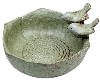 Ceramica Mangiatoia abbeveratoio per Uccelli da esterno, Vasca per Uccelli Autoportante, Stazione di Alimentazione per Uccelli per Anfore da Balcone Giardino Cortile Patio
