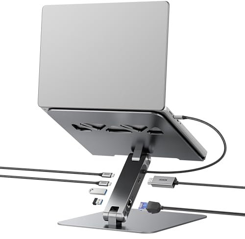 BENFEI Support pour ordi Portable avec Station d'accueil USB C 6in1, HDMI 4K@60Hz, Gigabit Ethernet, 100W PD, 10Gbps 1*USB C 3.2 & 2*USB A 3.2 Compatible avec MacBook Pro/Air, iPad Pro, XPS, Thinkpad